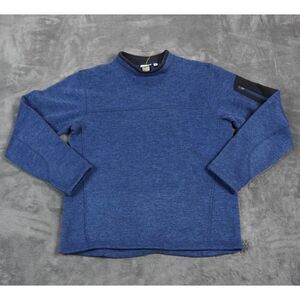 Vintage LL Bean Sweater‎ Men's Blue Mock Neck Knit Polartec Pullover Arm Pocket